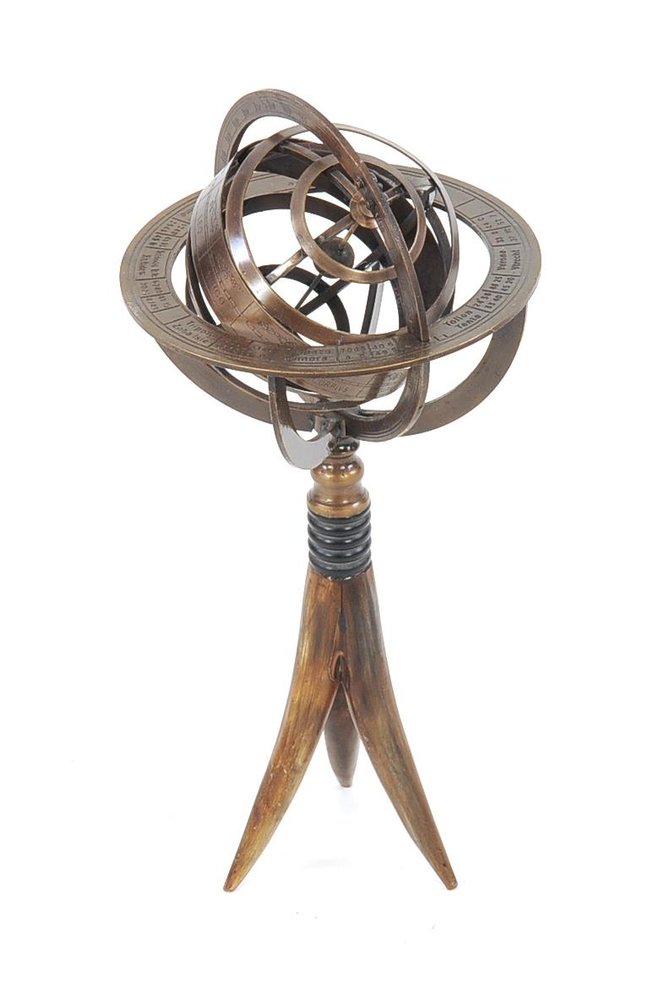 12" Brass Metal Hand Painted Figurine Tabletop Sculpture. Sculpture isolated on a plain white background, showing a metal surface.