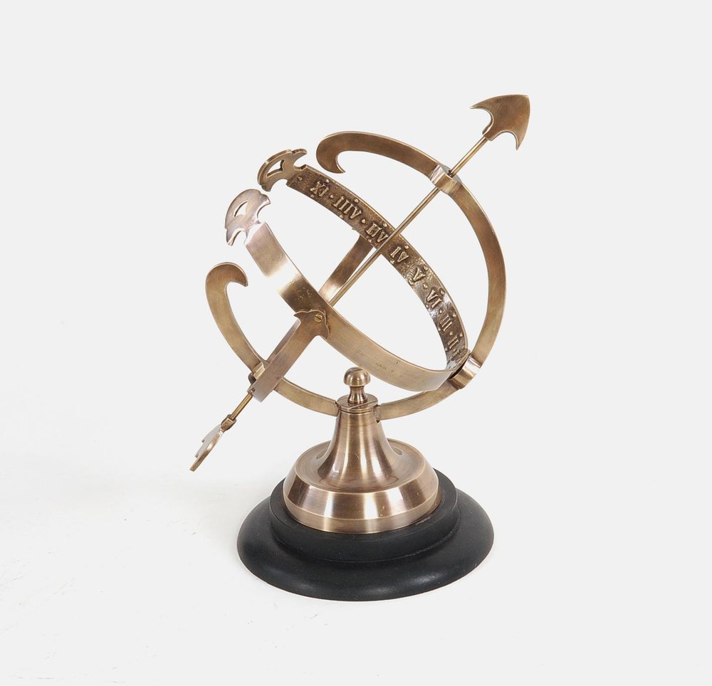 14" Brass And Black Metal Hand Painted Figurine Tabletop Sculpture. Sculpture isolated on a plain white background, in a black metal finish.