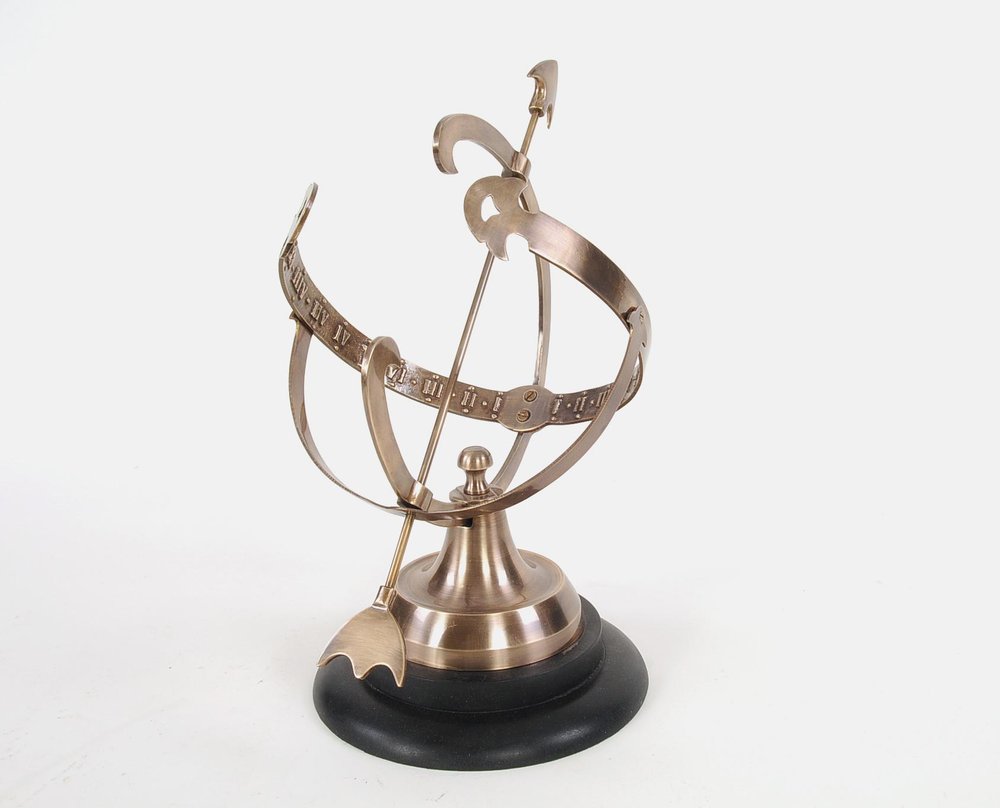 14" Brass And Black Metal Hand Painted Figurine Tabletop Sculpture. Sculpture isolated on a plain white background, finished in black metal.