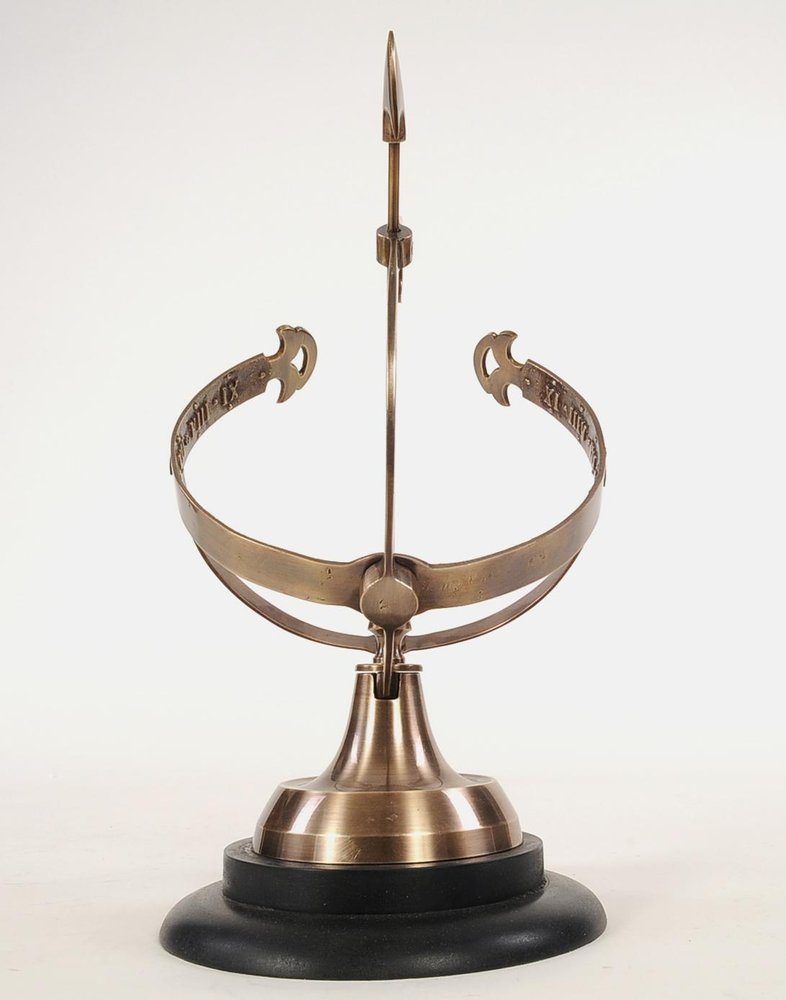 14" Brass And Black Metal Hand Painted Figurine Tabletop Sculpture. Sculpture isolated on a plain white background, showing a black metal surface.