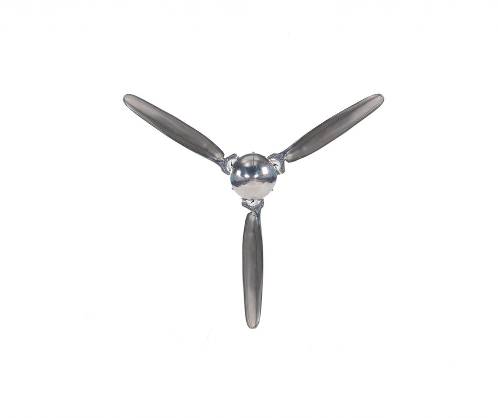 24" Nickel Metal Hand Painted Figurine Tabletop Sculpture. Sculpture isolated on a plain white background, in a silver metal finish.