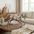 19" Nickel Metal Horse Figurine Tabletop Sculpture.
