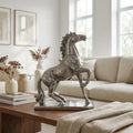 11" Nickel Metal Hand Painted Figurine Tabletop Sculpture. Sculpture in silver metal.