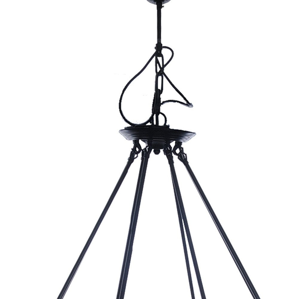 32" X 37" X 32" 8 Bulbs Rope Pendant Lamp. Pendant light isolated on a plain white background, showing its charcoal color.