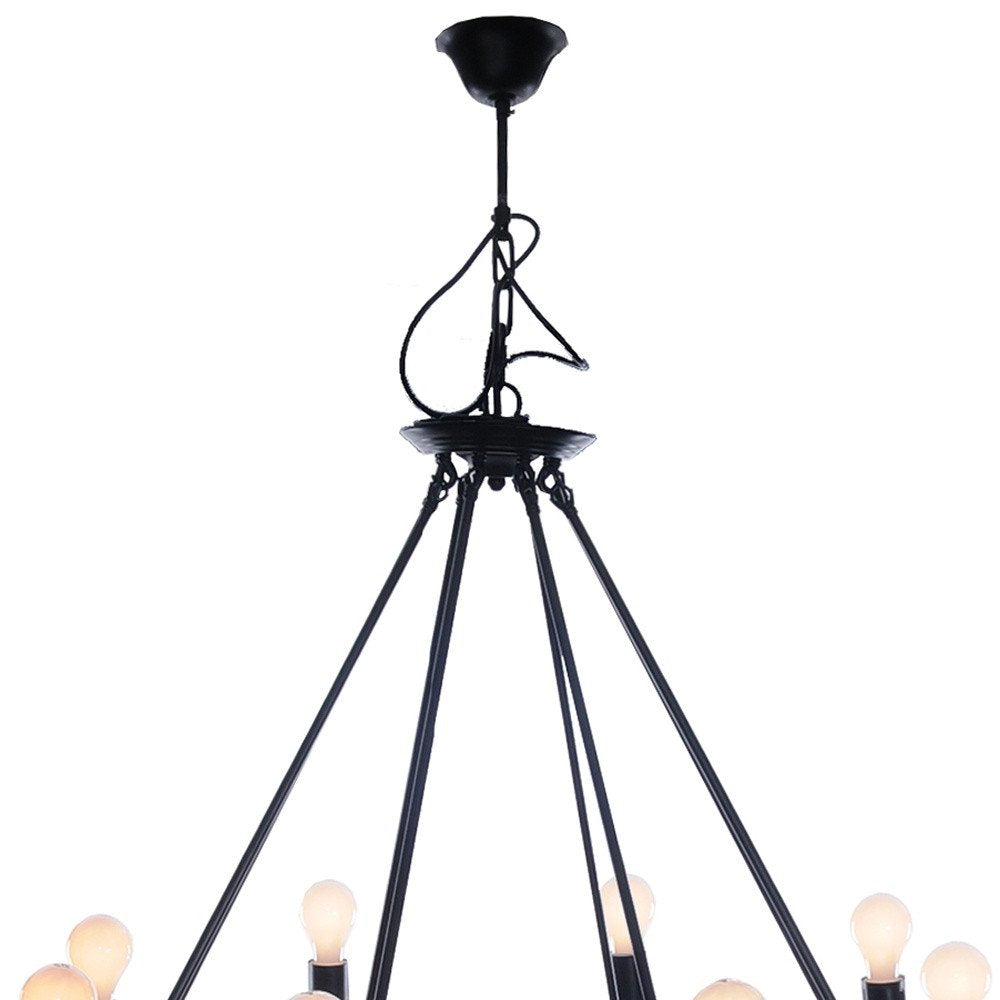 32" X 37" X 32" 8 Bulbs Rope Pendant Lamp. Pendant light isolated on a plain white background, in a charcoal finish.