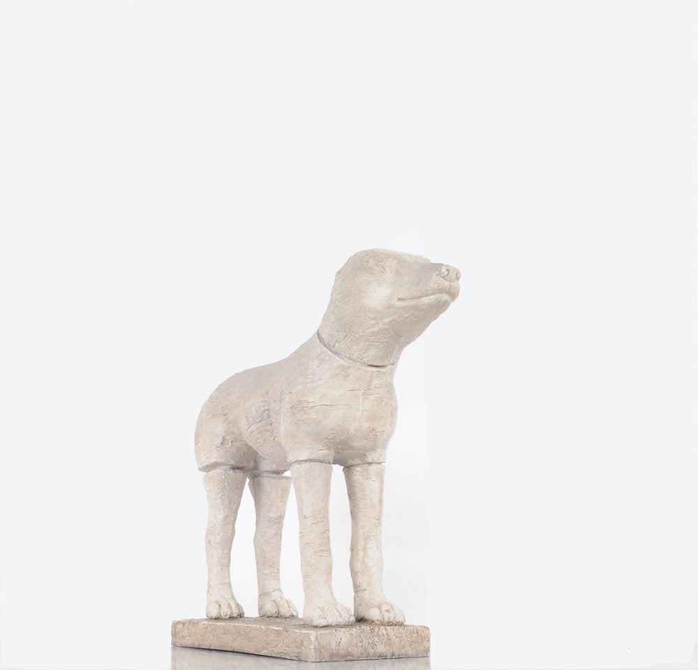 17" Natural Resin Hand Painted Figurine Tabletop Sculpture. Sculpture isolated on a plain white background, in a tan resin finish.
