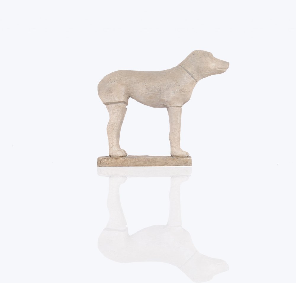 17" Natural Resin Hand Painted Figurine Tabletop Sculpture. Sculpture isolated on a plain white background, showing a tan resin surface.