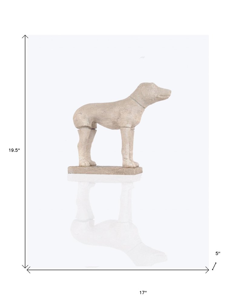 17" Natural Resin Hand Painted Figurine Tabletop Sculpture. Sculpture isolated on a plain white background, finished in tan resin.