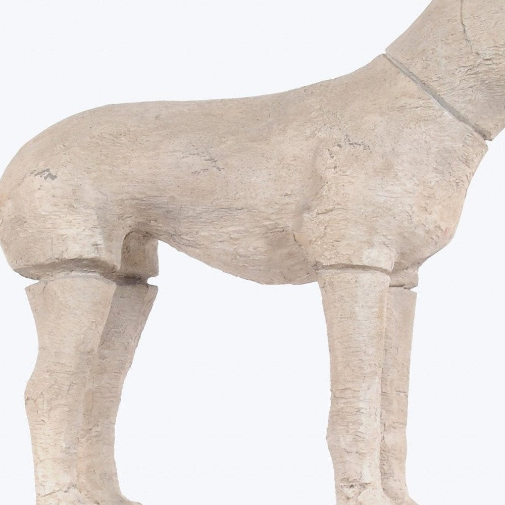17" Natural Resin Hand Painted Figurine Tabletop Sculpture. Sculpture isolated on a plain white background, showing a tan resin surface.