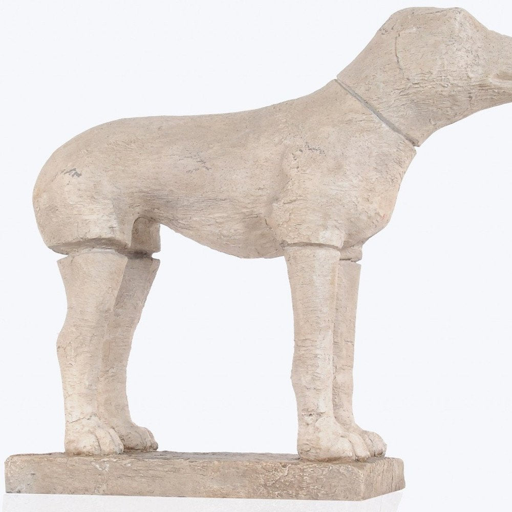 17" Natural Resin Hand Painted Figurine Tabletop Sculpture. Sculpture isolated on a plain white background, in a tan resin finish.