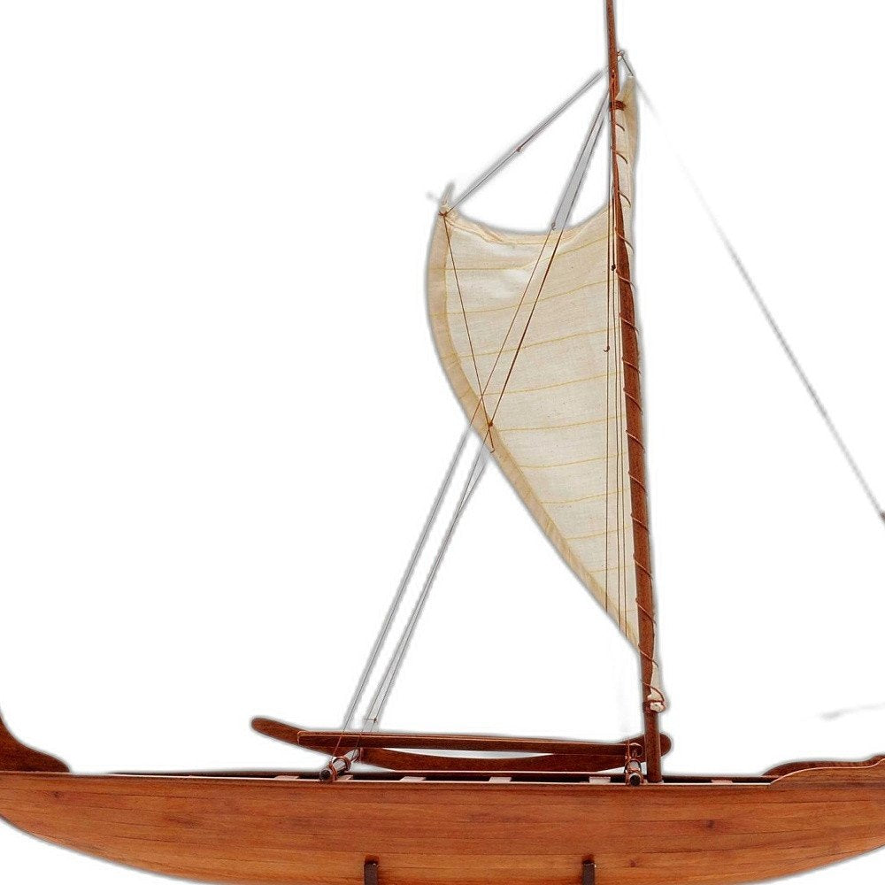 10" X 25.25" X 24" Hawaiian Canoe. Home product isolated on a plain white background, in a dark brown finish.
