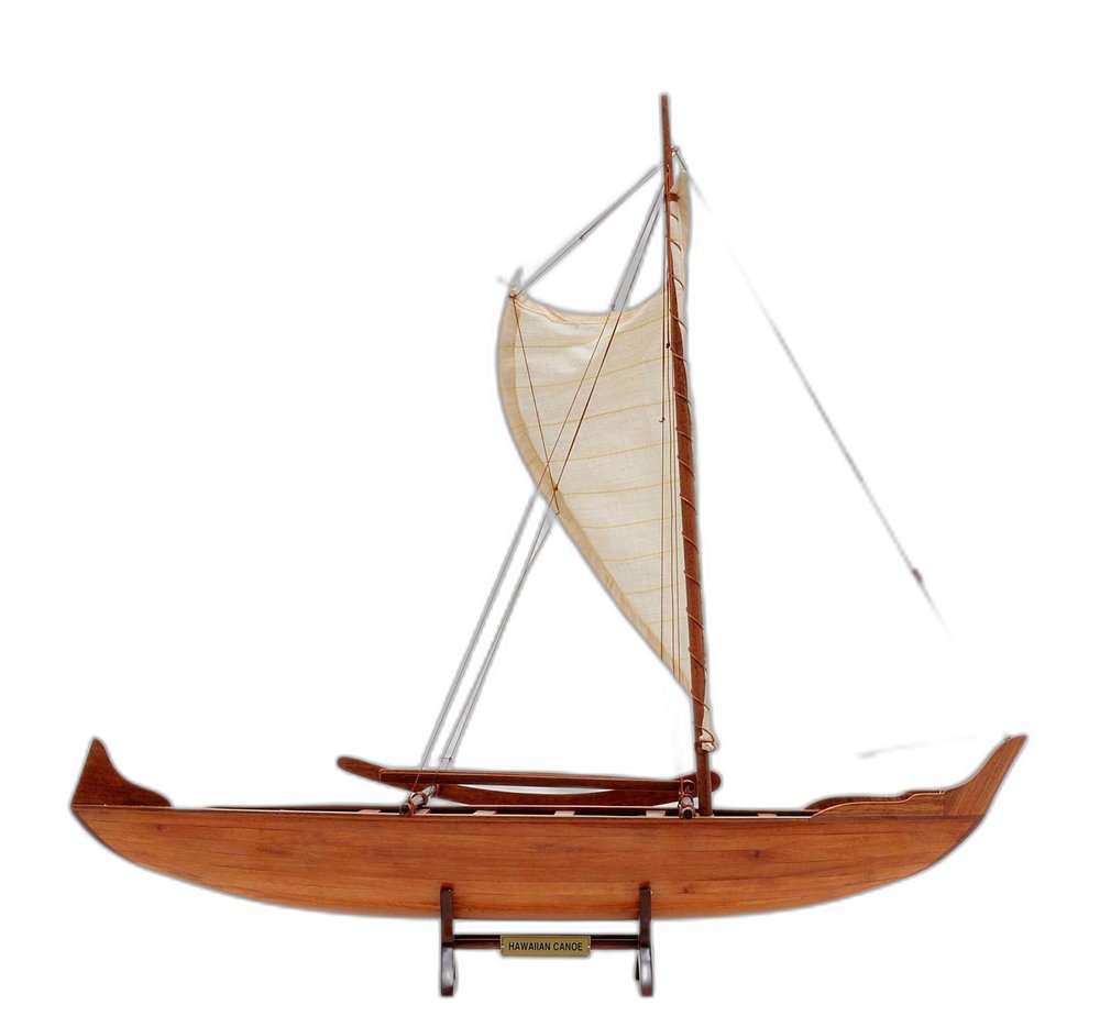 10" X 25.25" X 24" Hawaiian Canoe. Home product isolated on a plain white background, finished in dark brown.