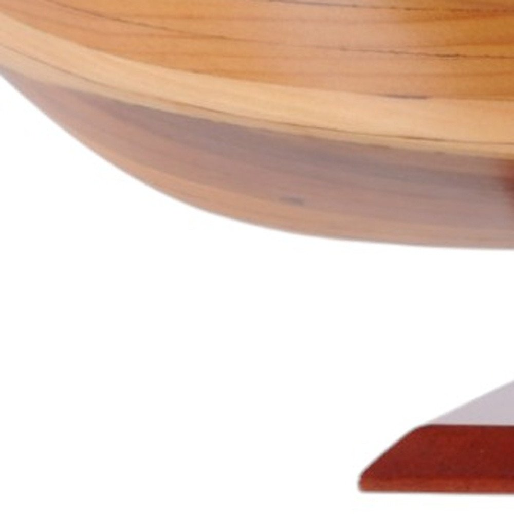 16" Brown Solid Wood Hand Painted Runabout Canoe Model Boat. Home product isolated on a plain white background, finished in brown wood.