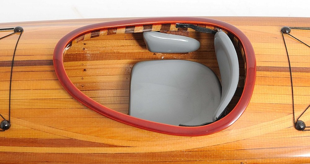 5" Brown Solid Wood Hand Painted Model Boat