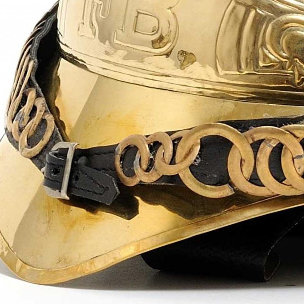Close-up of 10" X 12" X 11" Fireman Helmet showing tan detail.