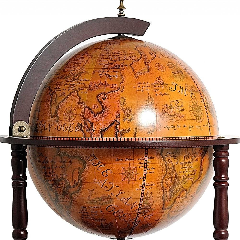 22" Brown Solid Wood Round Rolling Bar Cart. Bar cart isolated on a plain white background, showing a brown wood surface.