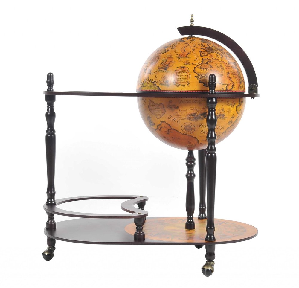 32" Brown Solid Wood Oval Rolling Bar Cart With Wine Storage. Bar cart isolated on a plain white background, showing a wood surface.