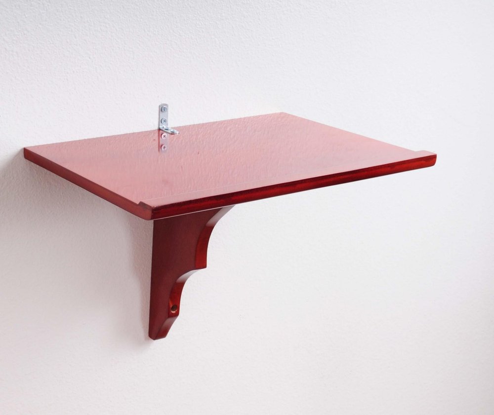10" Red Solid Wood Wall Mounted Floating Shelf