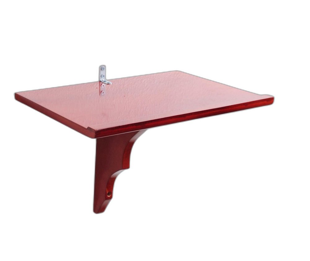 10" Red Solid Wood Wall Mounted Floating Shelf. Wall mounted shelve isolated on a plain white background, finished in red wood.