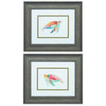 Set of Two Red and Blue Turtle Framed Wall Art on a white background