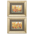 Set Of Two Pretty Summer Flowers Gold Framed Wall Art on a white background
