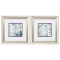 Set of Two Blue Watercolor Brushed Silver Framed Wall Art on a white background