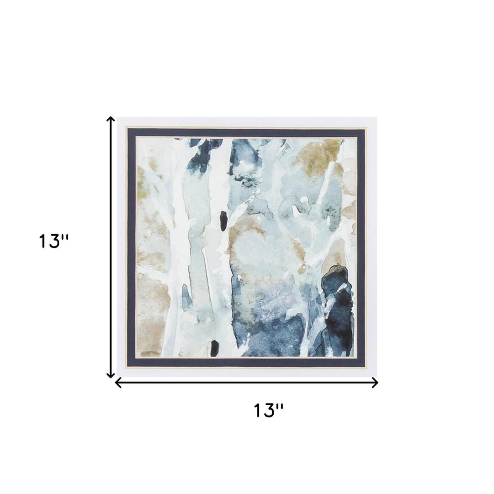 Set of Two Blue Watercolor Brushed Silver Framed Wall Art on a white background