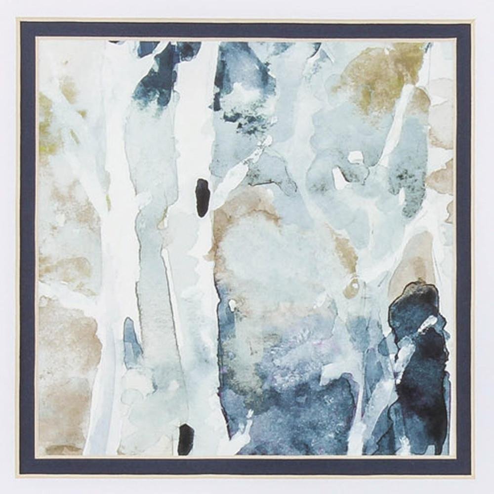 Set of Two Blue Watercolor Brushed Silver Framed Wall Art on a white background