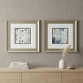 Set of Two Blue Watercolor Brushed Silver Framed Wall Art