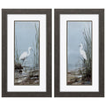 Set of Two Island Egret Brown Framed Art on a white background