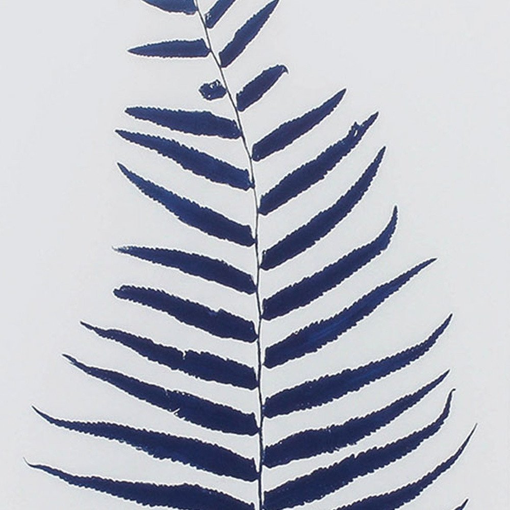 Set of Two Indigo Leaves Champagne Gold Framed Art on a white background