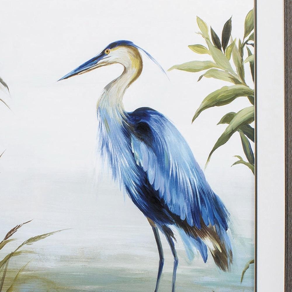 Blue Heron 36" X 27" Brown Bird Framed Art