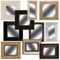 Set of Ten Brown And White Square And Rectangle Framed Mirror Set on a white background