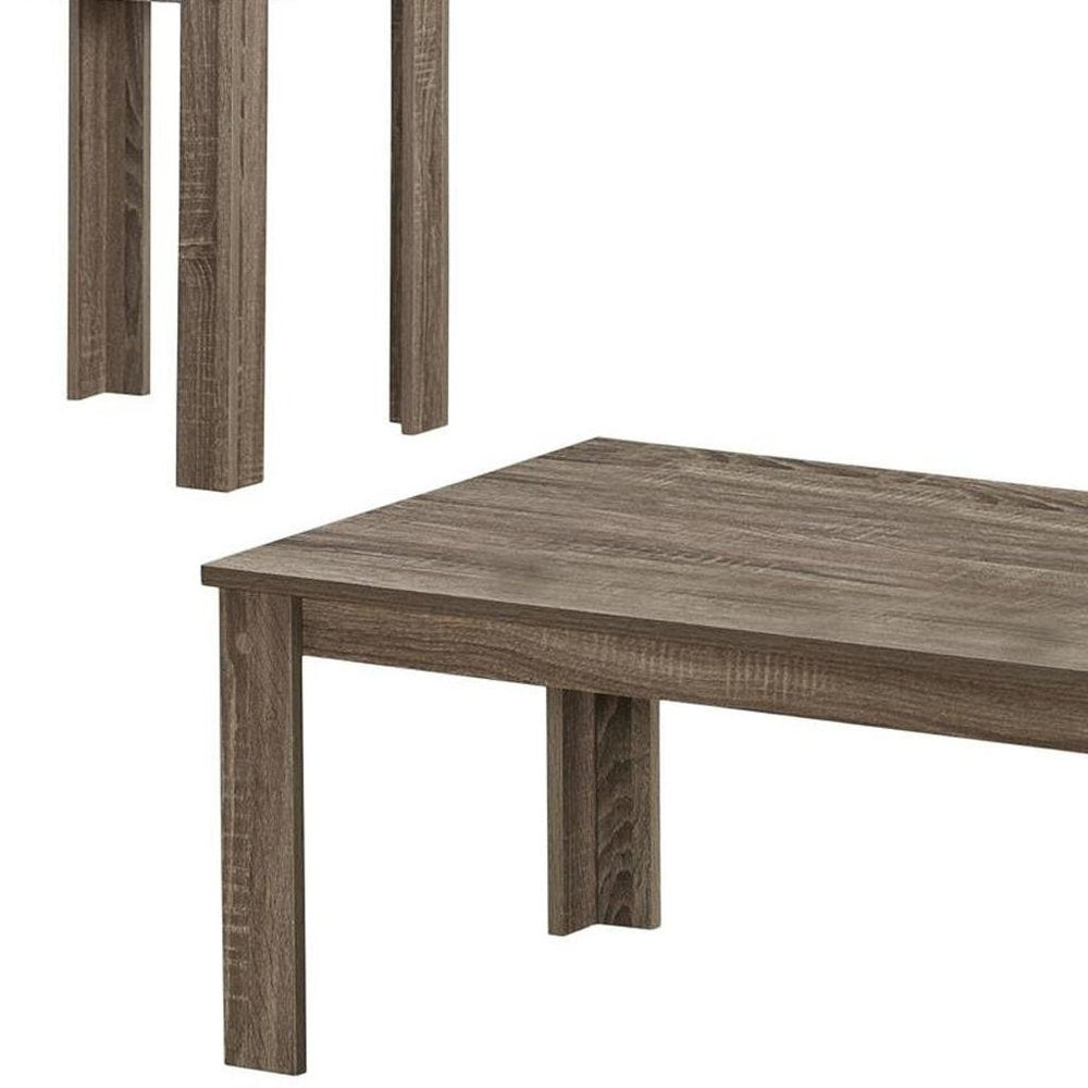 Set of Three 44" Taupe Coffee Table on a white background
