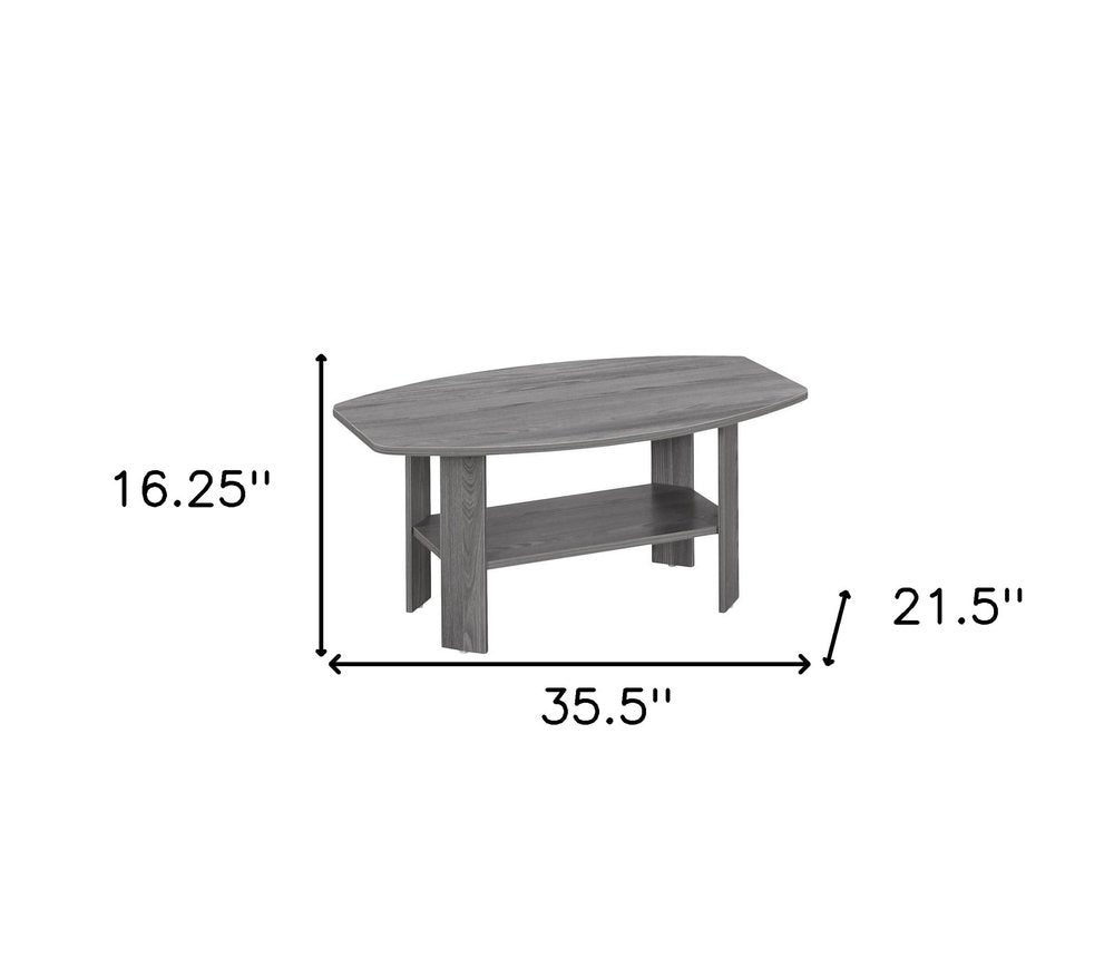 Set of Three 36" Gray Coffee Table With Shelf on a white background