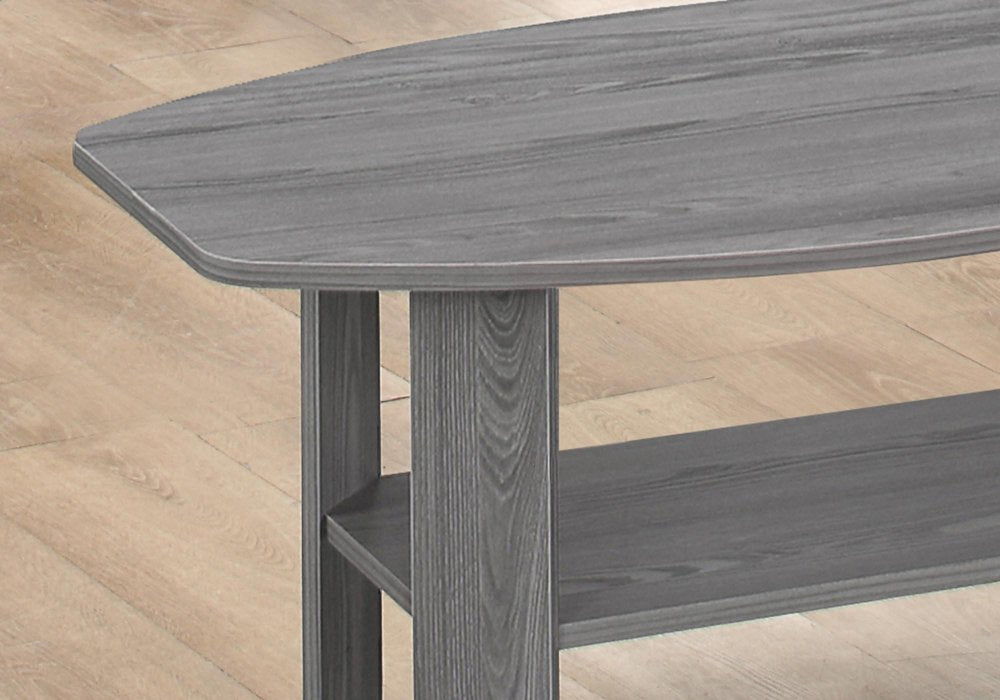 Set of Three 36" Gray Coffee Table With Shelf close-up detail