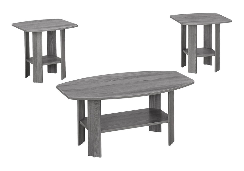 Set of Three 36" Gray Coffee Table With Shelf on a white background