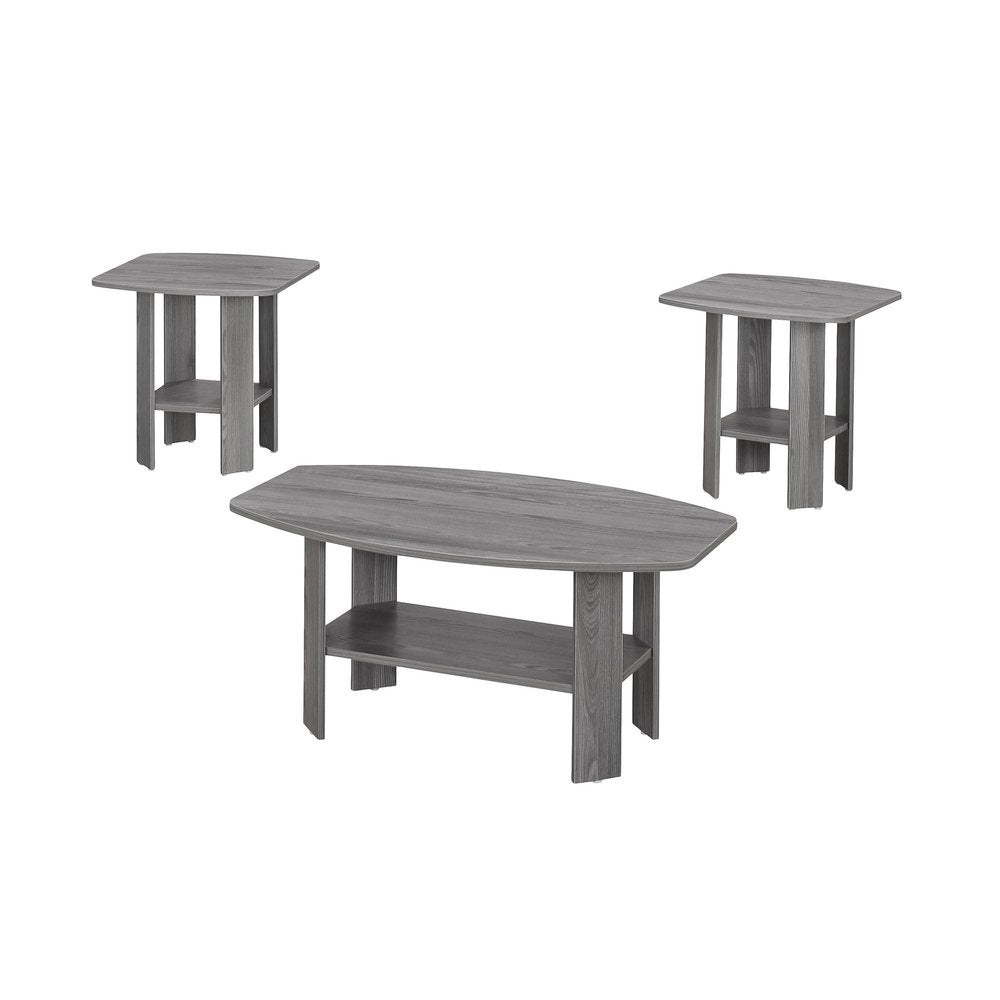 Set of Three 36" Gray Coffee Table With Shelf on a white background