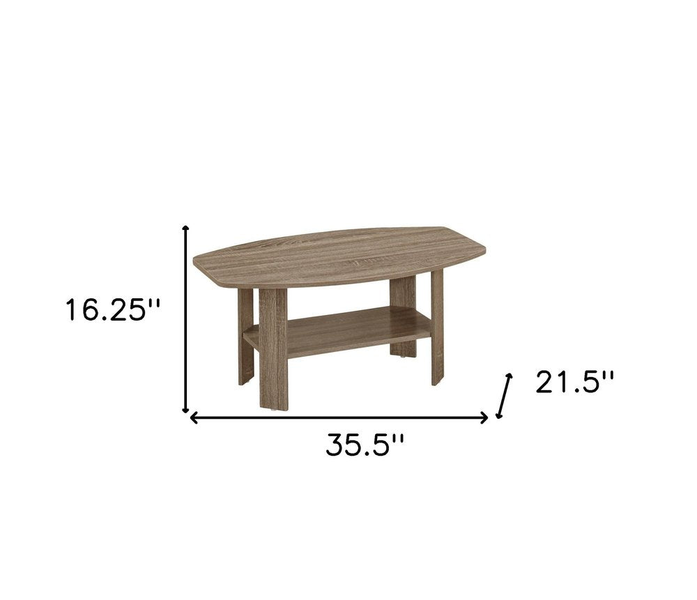 Set of Three 36" Taupe Coffee Table With Shelf on a white background
