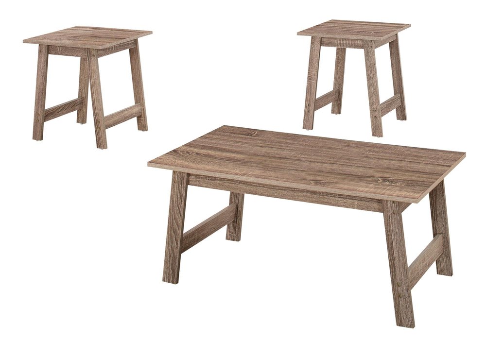 Set of Three 36" Taupe Coffee Table on a white background