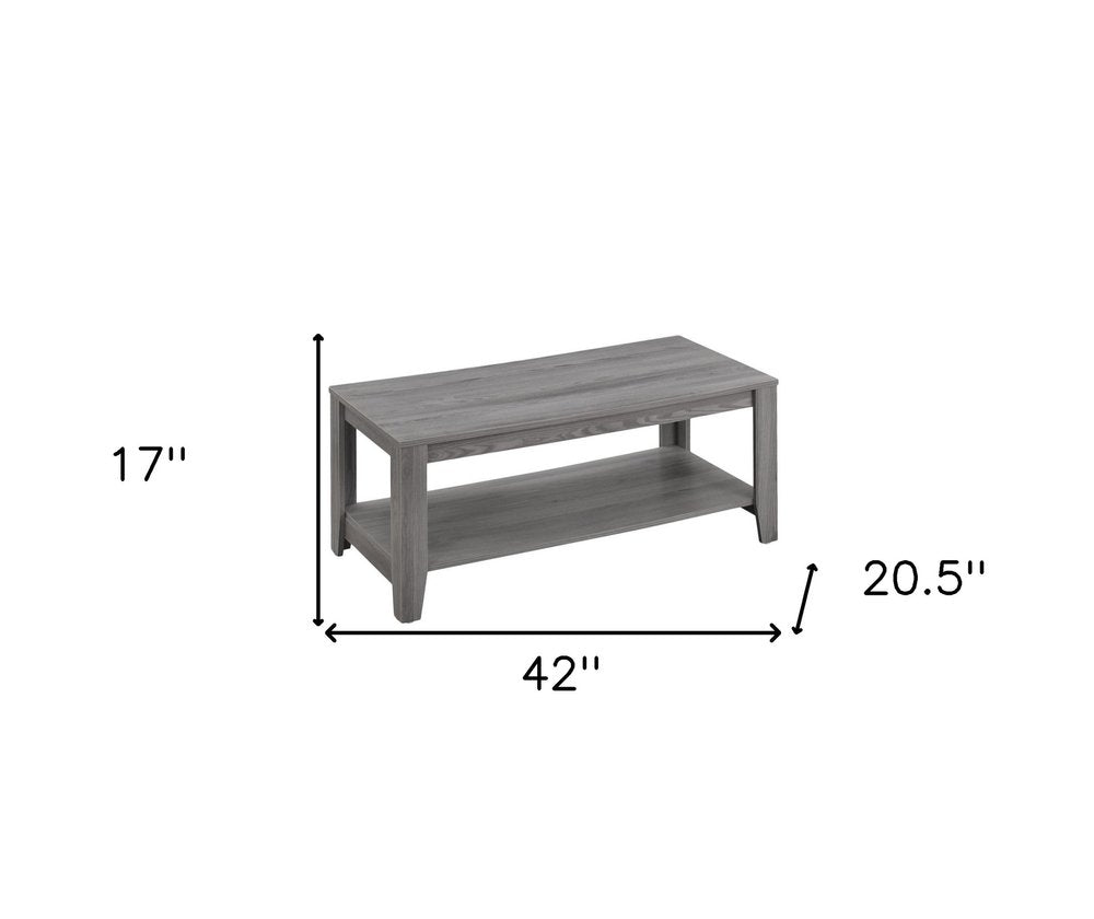 Set of Three 42" Gray Coffee Table With Shelf on a white background