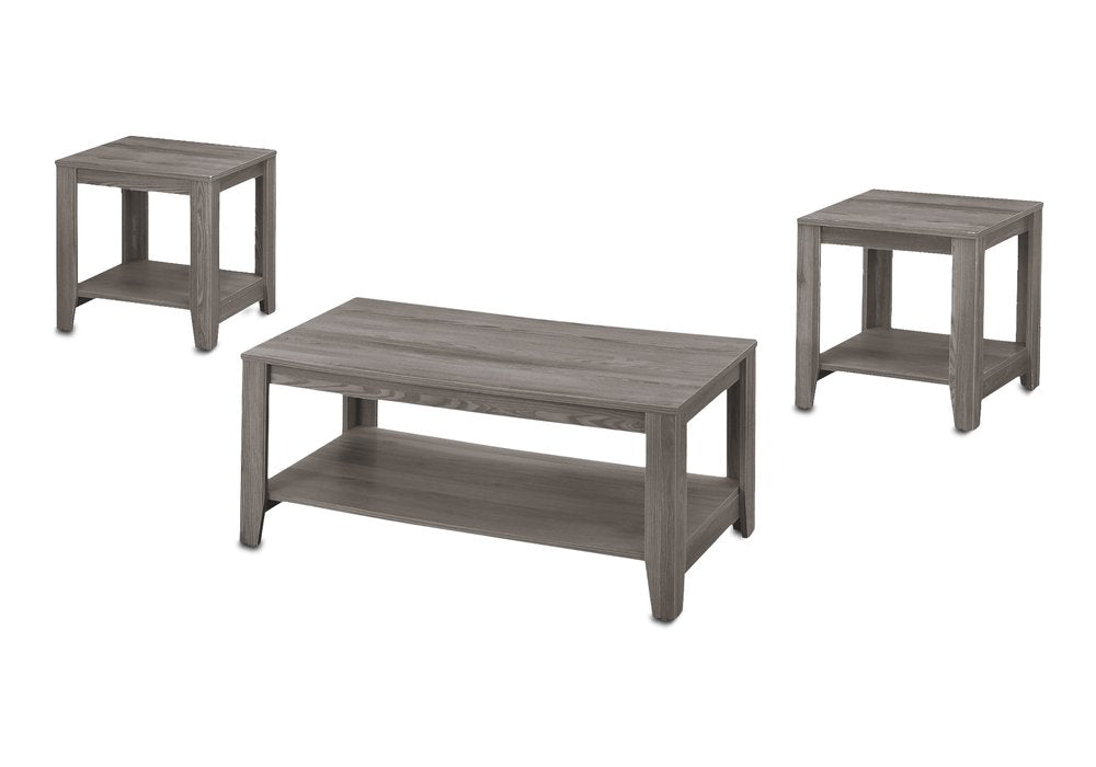 Set of Three 42" Gray Coffee Table With Shelf on a white background
