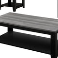 Set of Three 42" Gray And Black Coffee Table With Shelf on a white background