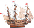 27" Brown Solid Wood Hand Painted Model Boat