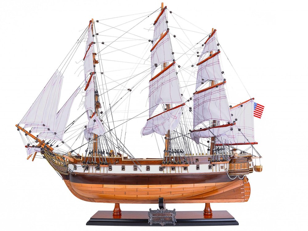 26" Brown Solid Wood Hand Painted Model Boat