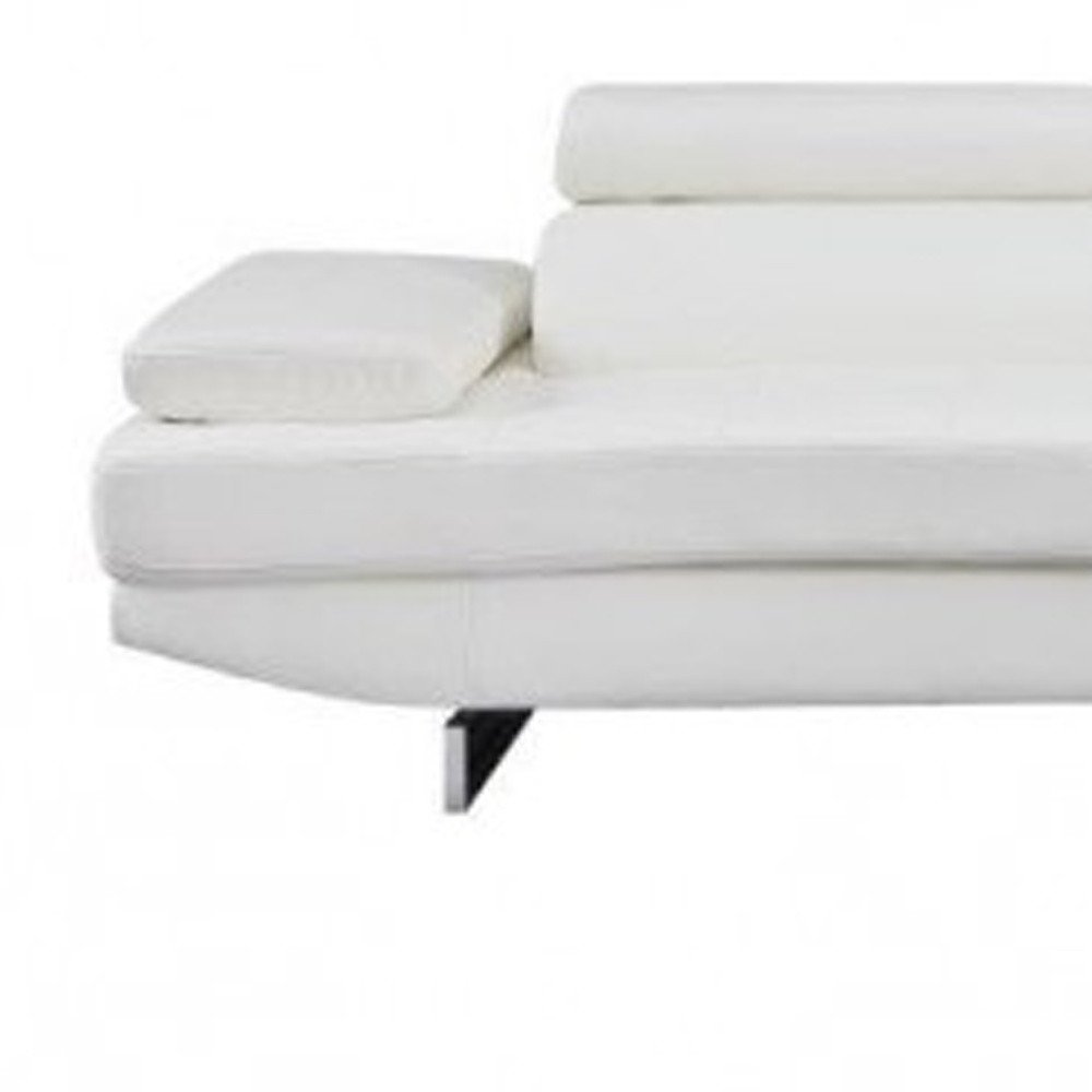 White Leather L Shaped Two Piece Corner Sectional on a white background