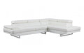 White Leather L Shaped Two Piece Corner Sectional on a white background