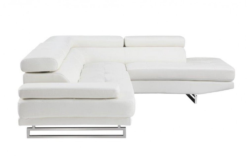 White Leather L Shaped Two Piece Corner Sectional - SKU 366200