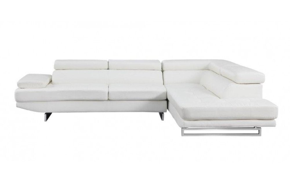 White Leather L Shaped Two Piece Corner Sectional - SKU 366200