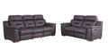 Two Piece Indoor Brown Genuine Leather Five Person Seating Set on a white background